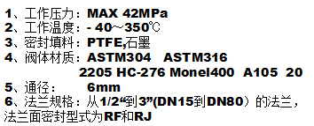 閥門類_壓力表法蘭截止閥技術參數(shù)